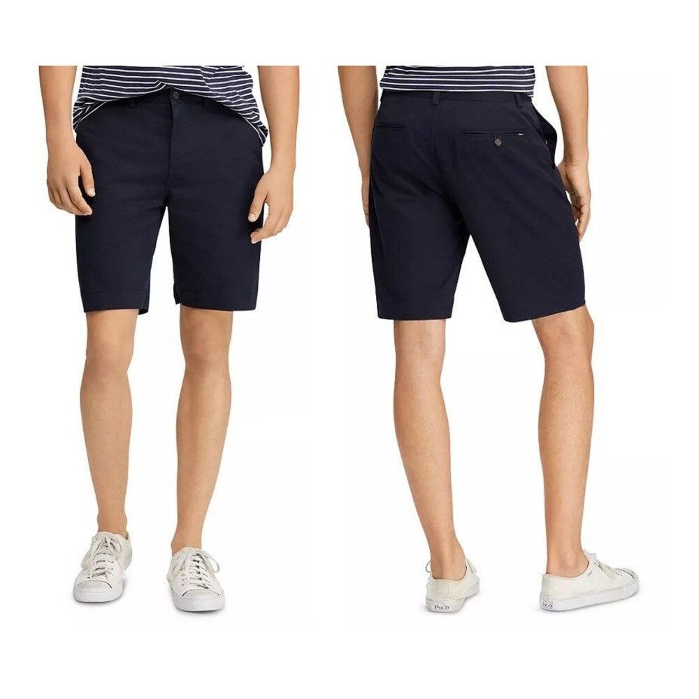 $115 NEW POLO RALPH LAUREN Mens 32 Navy Classic Fit 9" Inseam Khaki/Chino Shorts